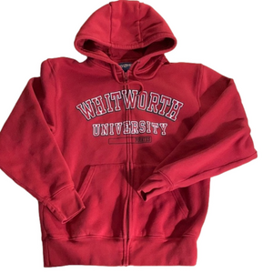 Whitworth University Red Zippered Hoodie Small